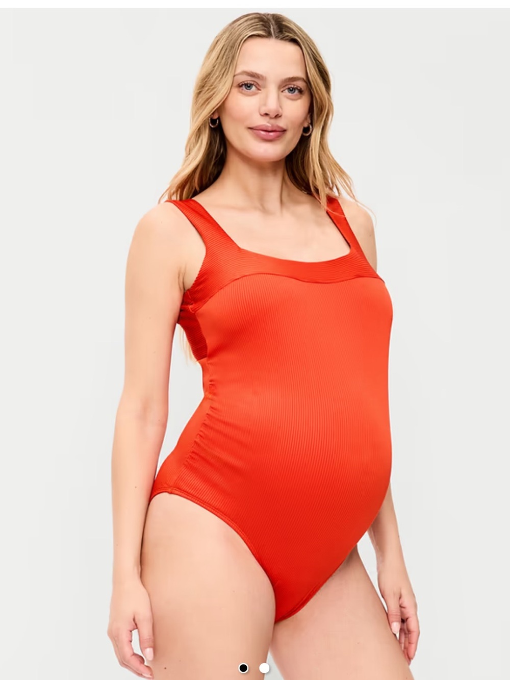 Old Navy Ribbed One-Piece Maternity Swimsuit in Bright Red-Orange size Medium